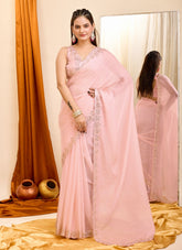 Slick Looking Peach Colour Saree